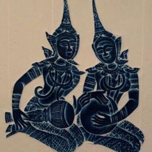 Beautiful vintage framed Thai rubbing